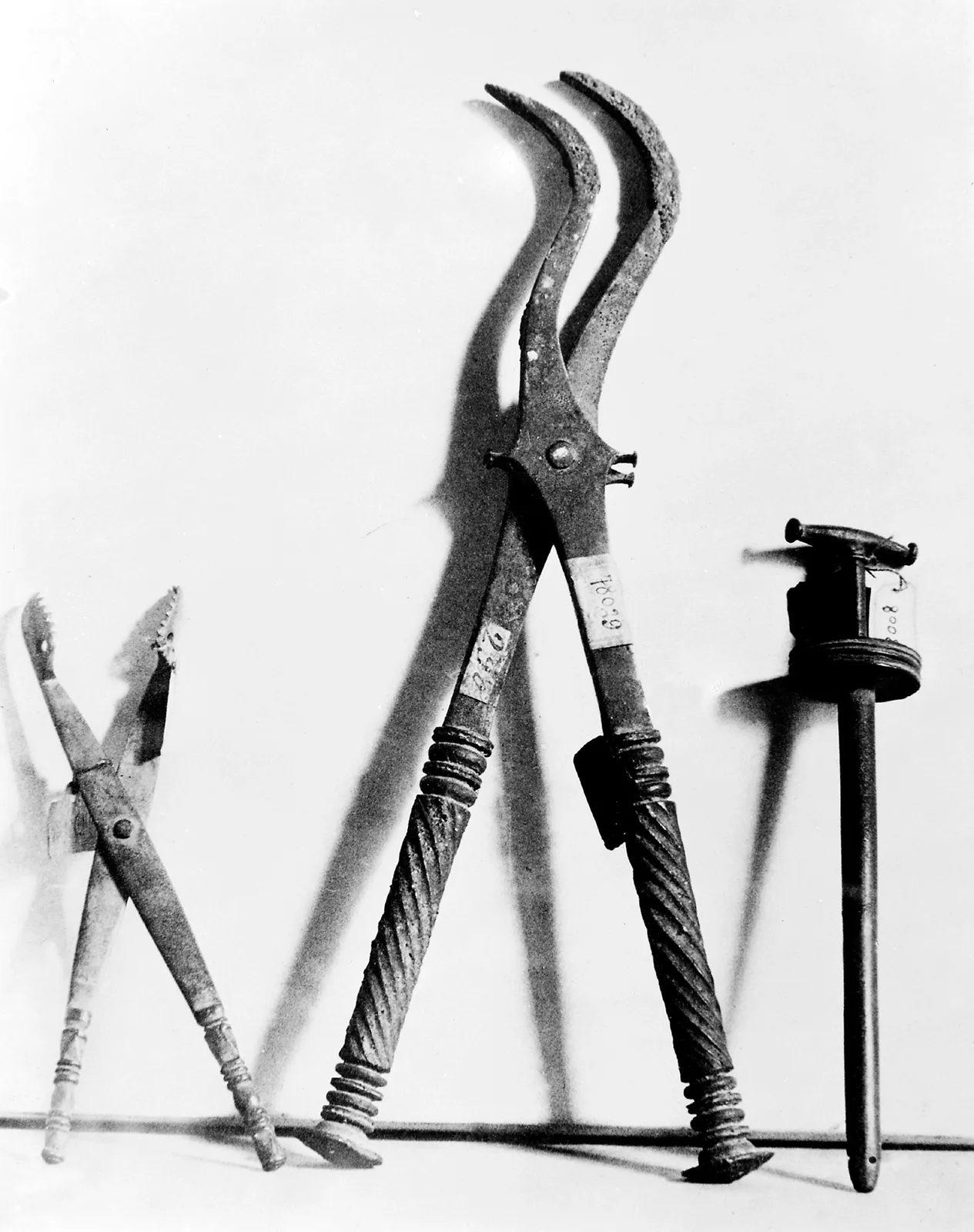 Fig. III — Roman surgical instruments in bronze. Galen closed deep wounds in layers, rejoined severed tendons, and dressed the lesser cuts with cloths kept wet with wine.` / credit: `Roman medical instruments, Pompeii / Wikimedia Commons — Public Domain.
