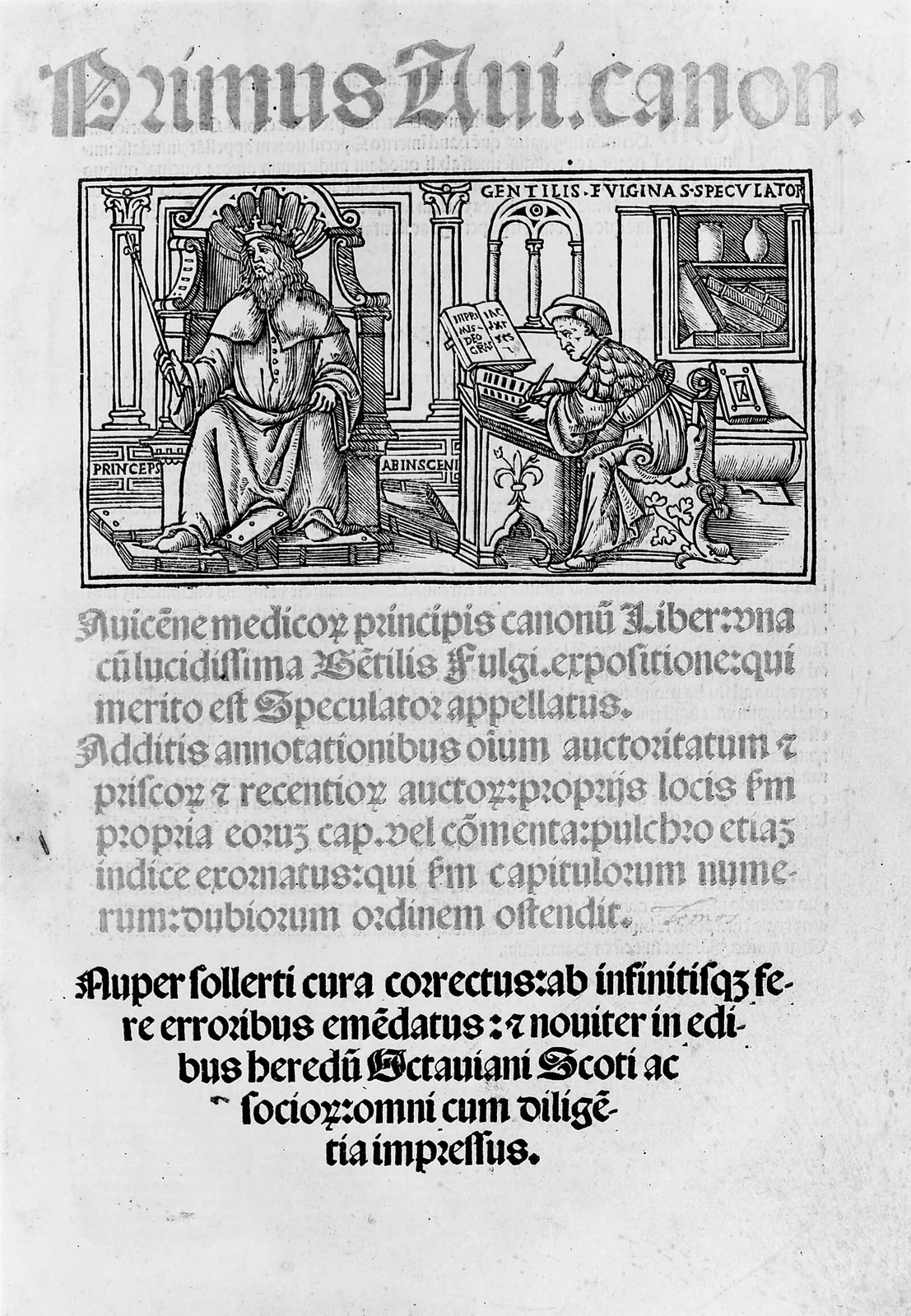 Fig. IV — A physician reads the pulse at the bedside. Ibn Sīnā's whole method rested on this attention to the body's smallest report, the finger on the wrist that the finished system could not replace.` / credit: `Doctor taking a woman's pulse, Avicenna's Canon manuscript / Wellcome Collection — Public Domain Mark.` Source = Wellcome `L0000009`.