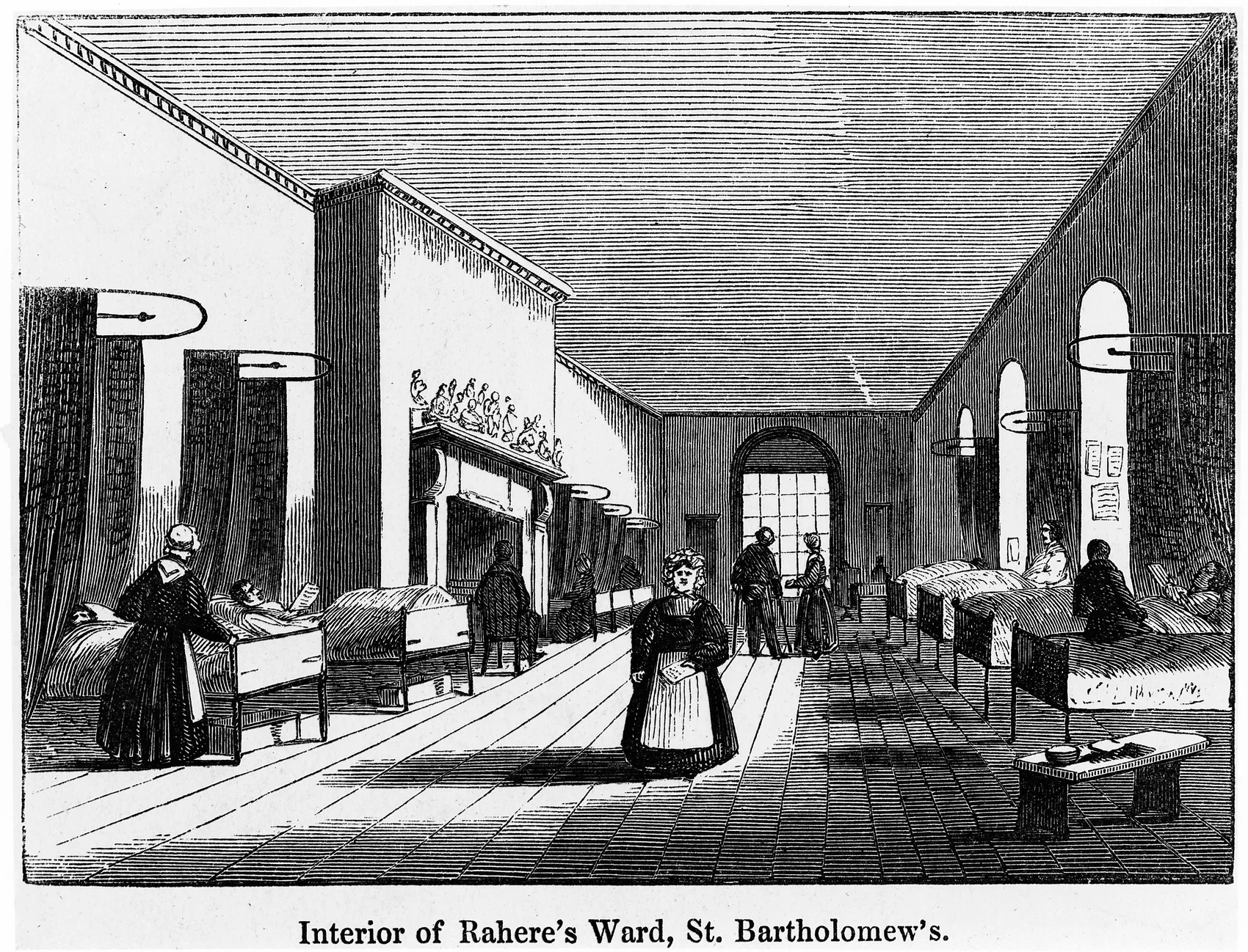 A crowded nineteenth-century surgical ward, where the "hospital diseases" turned a clean operation into a lethal wound. (WP media **594**)